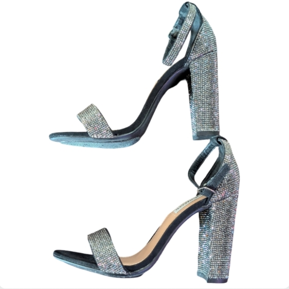 Steve Madden Carrson Crystal Rhinestone Block Heel Sandals 7 - Picture 2 of 14